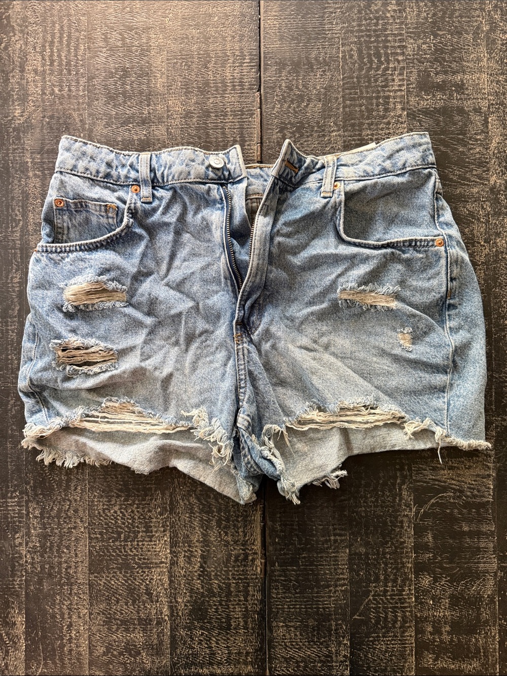 H&M Light Blue Distressed Denim Jean Shorts